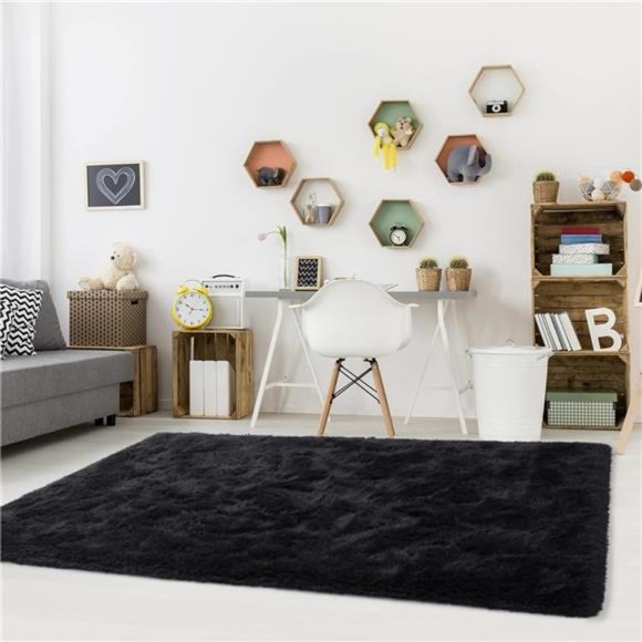 Fluffy Bedroom Rug Carpet,4x5.3 Feet Shaggy Fuzzy Rugs for Bedroom,Soft Rug - Picture 6 of 6